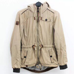 NAKETANO Womens  Jacket Coat Hooded Parka Brown Fleece Hood Warm Winter Zip Top